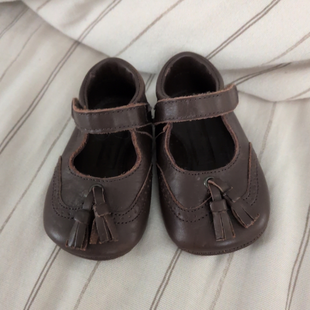 Zara Kids Dark Brown Leather Mary Jane With Tassels